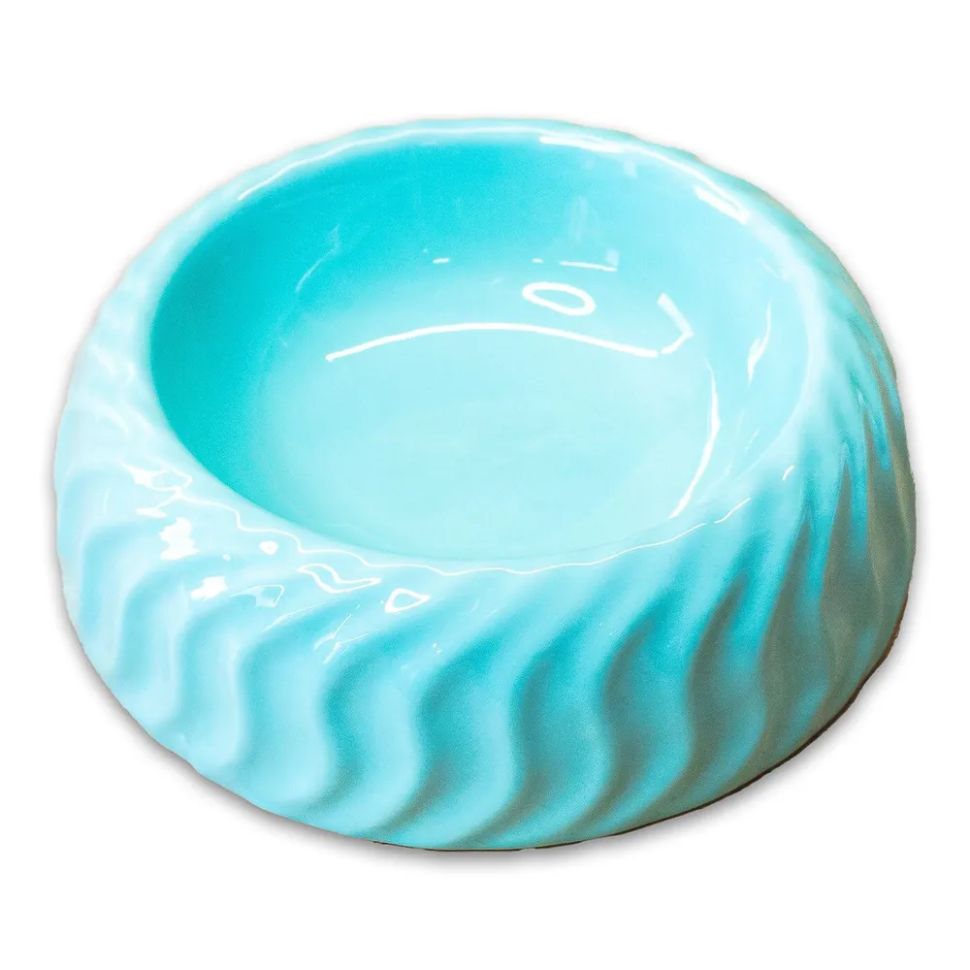 КерамикАрт: миска керамическая для животных, с волнами, бирюзовая, 300 мл