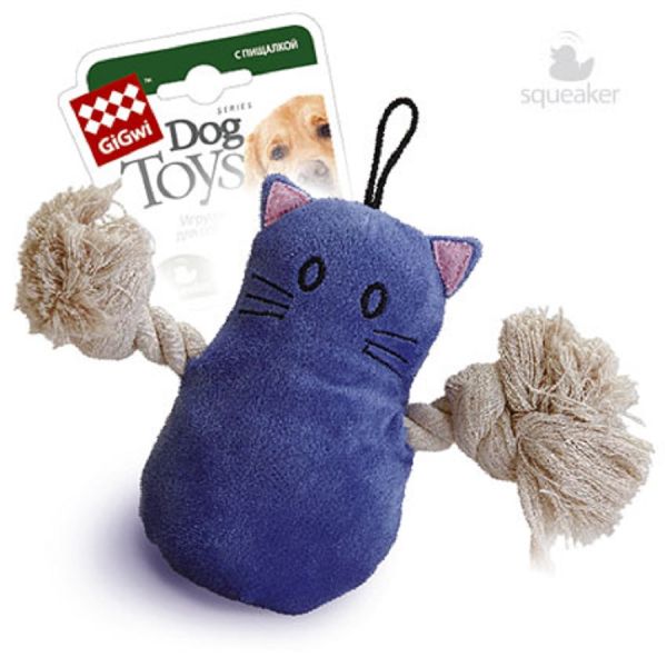 GiGwi Игрушка для собак Кот с пищалкой 15 см, серия CATCH & FETCH, 75034