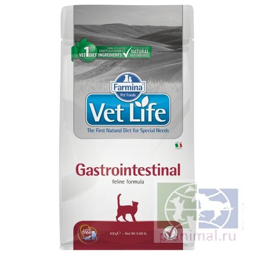 Vet Life Cat Gastrointestinal диета для кошек при болезнях ЖКТ и в период восстановления, 0,4 кг