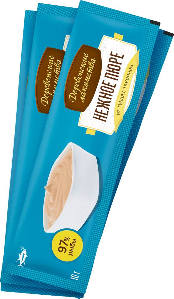 Деревенские Лакомства: Нежное пюре из тунца для кошек 4 шт. по 10 гр., 40 гр., арт. 72590850