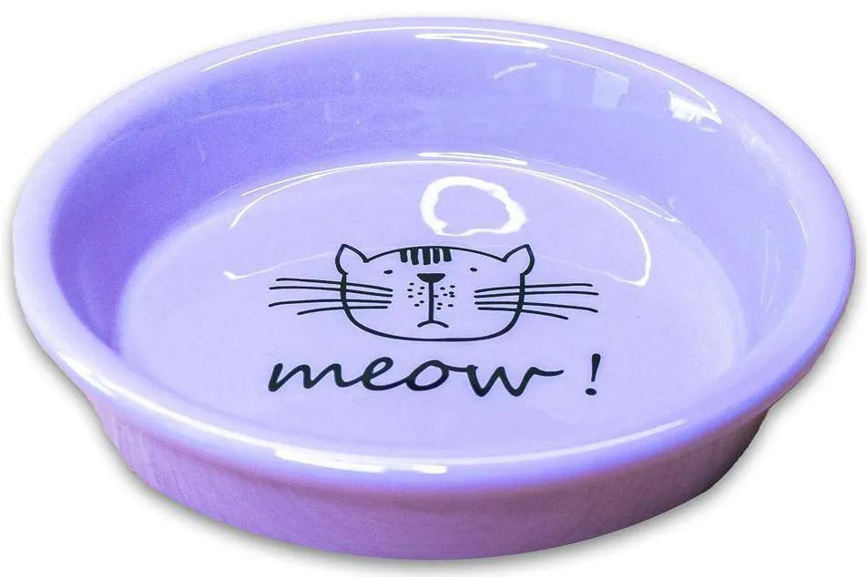 КерамикАрт: MEOW!, миска керамическая, сиреневая, для кошек, 200 мл