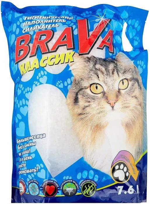Brava: Классик, силикагелевый, наполнитель для кошек, 7.6 л 