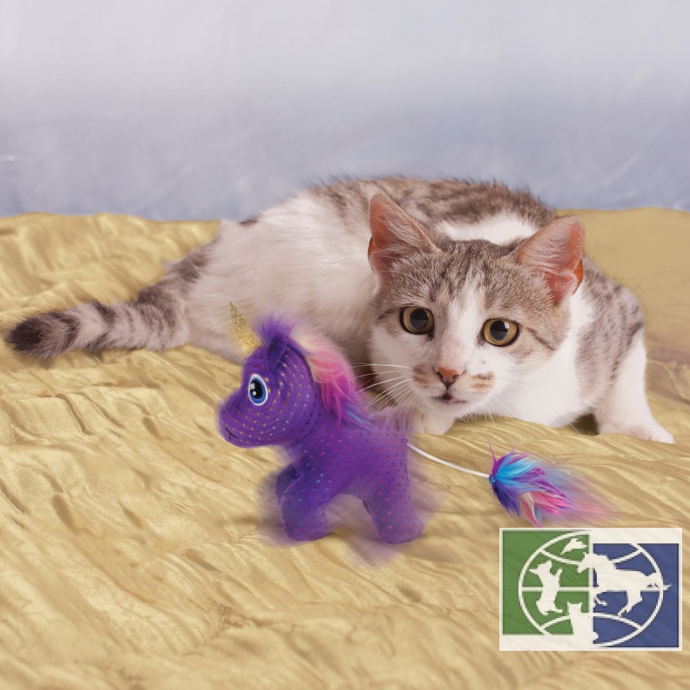 KONG интерактивная игрушка для кошек Enchanted Buzzy Единорог, с мятой