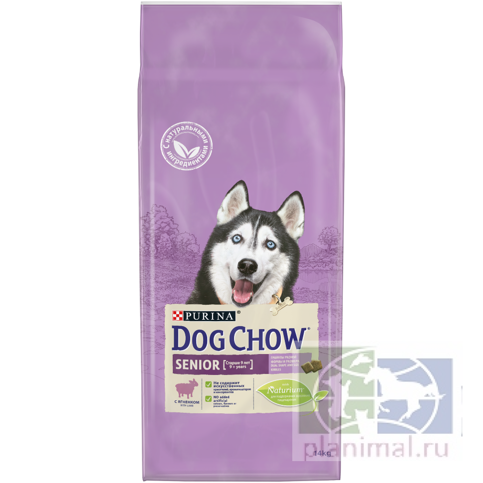 Сухой корм Dog Chow для взрослых собак старше 9 лет, с ягненком 14 кг