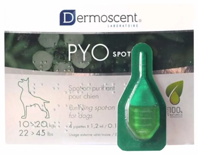Dermoscent: PYOspot (пиоспот) капли на холку для собак 10-20 кг, 4 пипетки