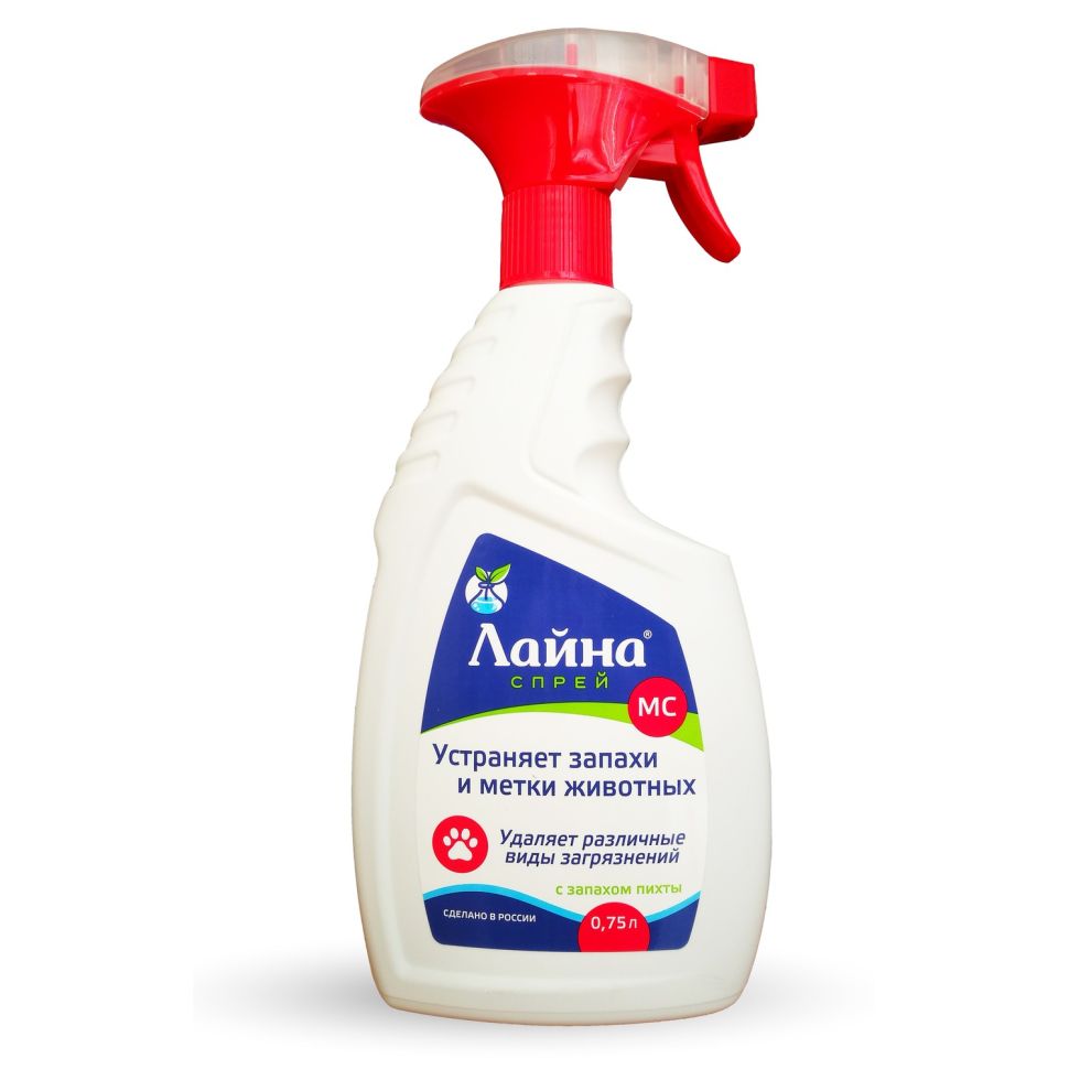 Лайна, ветеринарное дезинфицирующее средство, для обеззараживания, дезодорации мест обитания животных, спрей с пихтой, 0,75 л