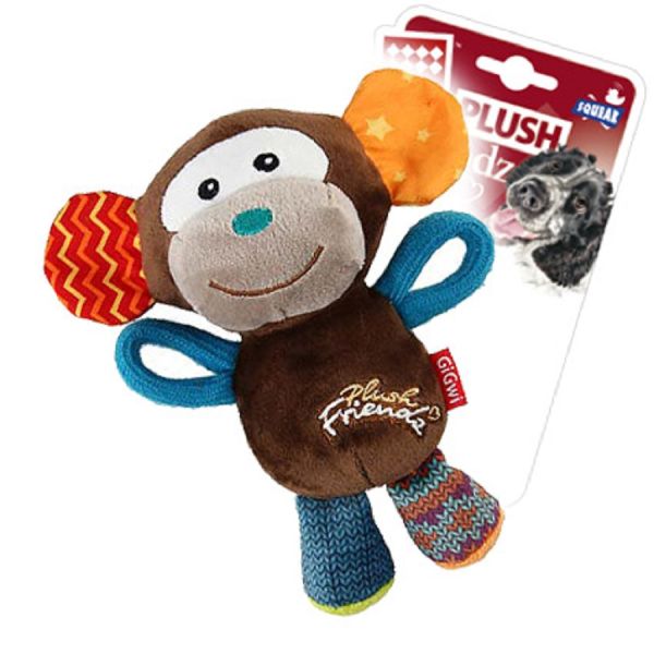 GiGwi: Обезьянка с пищалкой, игрушка для собак, серия PLUSH FRIENDZ, 16 см