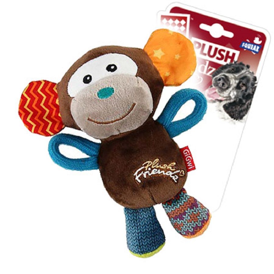 GiGwi: Обезьянка с пищалкой, игрушка для собак, серия PLUSH FRIENDZ, 16 см