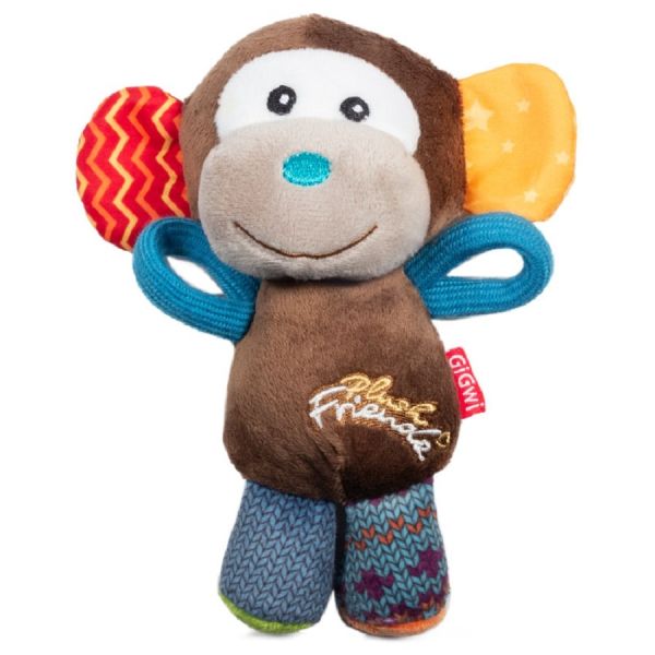 GiGwi: Обезьянка с пищалкой, игрушка для собак, серия PLUSH FRIENDZ, 16 см, 75349