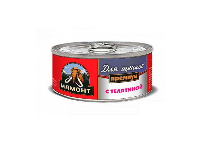 Мамонт Премиум Телятина фарш консервы для щенков всех пород, 100 гр.