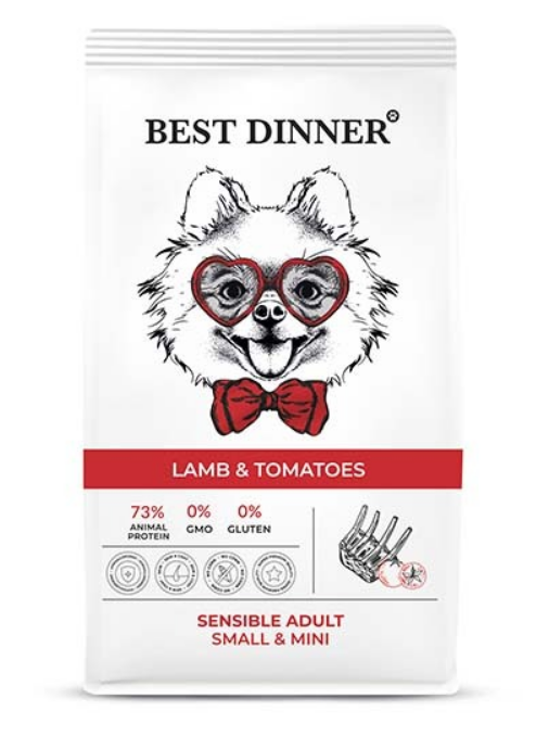 Best Dinner Sensible для собак мелких пород склонных к аллергии Ягненок с томатами, 10кг