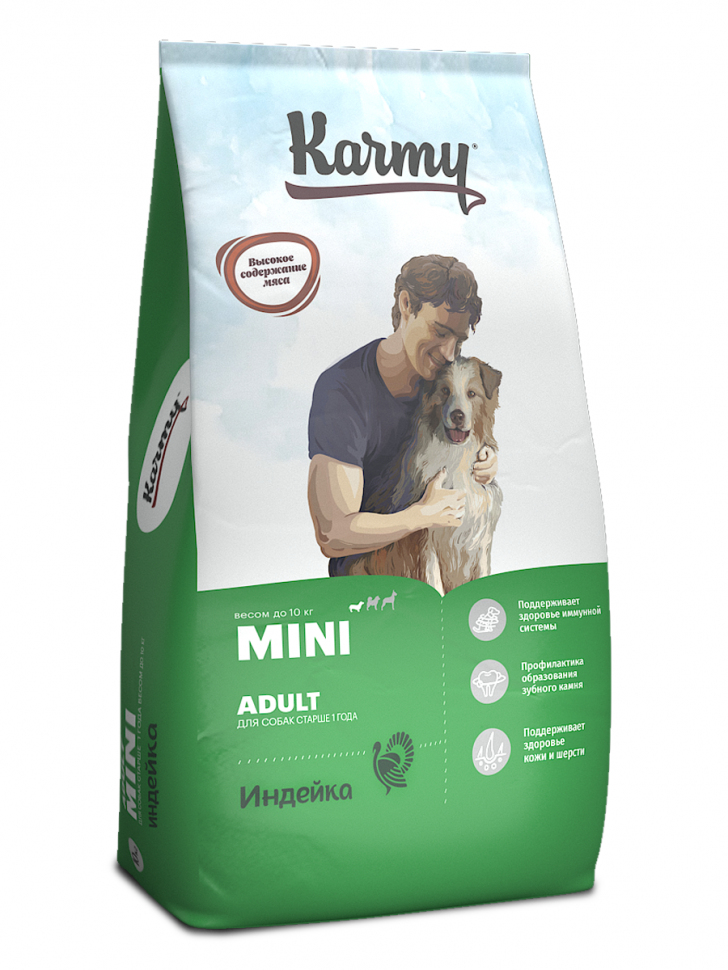 Karmy Мини Эдалт Индейка корм для собак мелких пород до 10 кг от 1 года, 10 кг