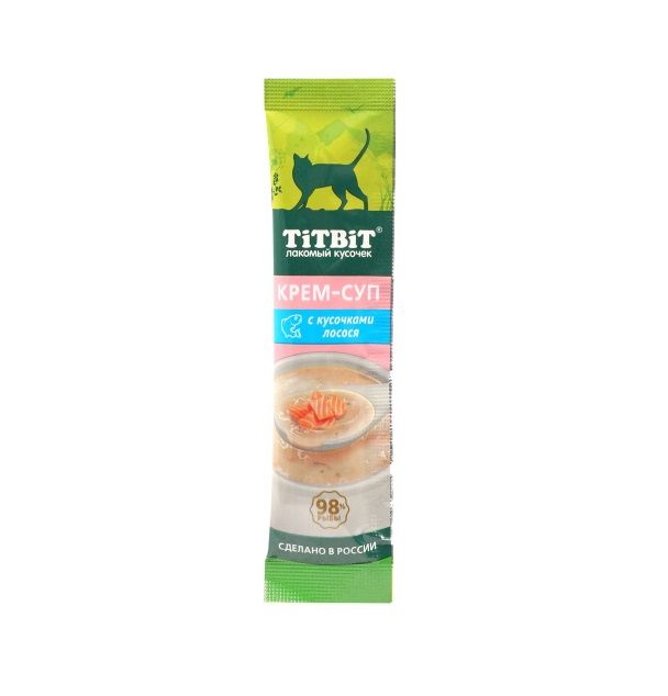 TiTBiT: Крем-суп для кошек, с кусочками лосося, 10 гр., арт. 014639