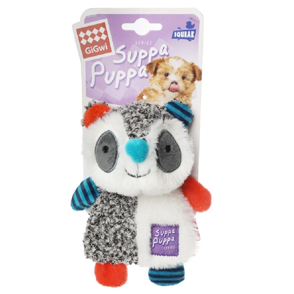 GiGwi Игрушка для маленьких собак Енот с пищалкой 17,5 см, серия SUPPA PUPPA, 85007