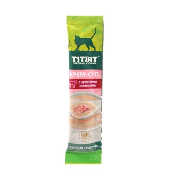 TiTBiT: Крем-суп для кошек, с кусочками телятины 10 гр., арт. 014646