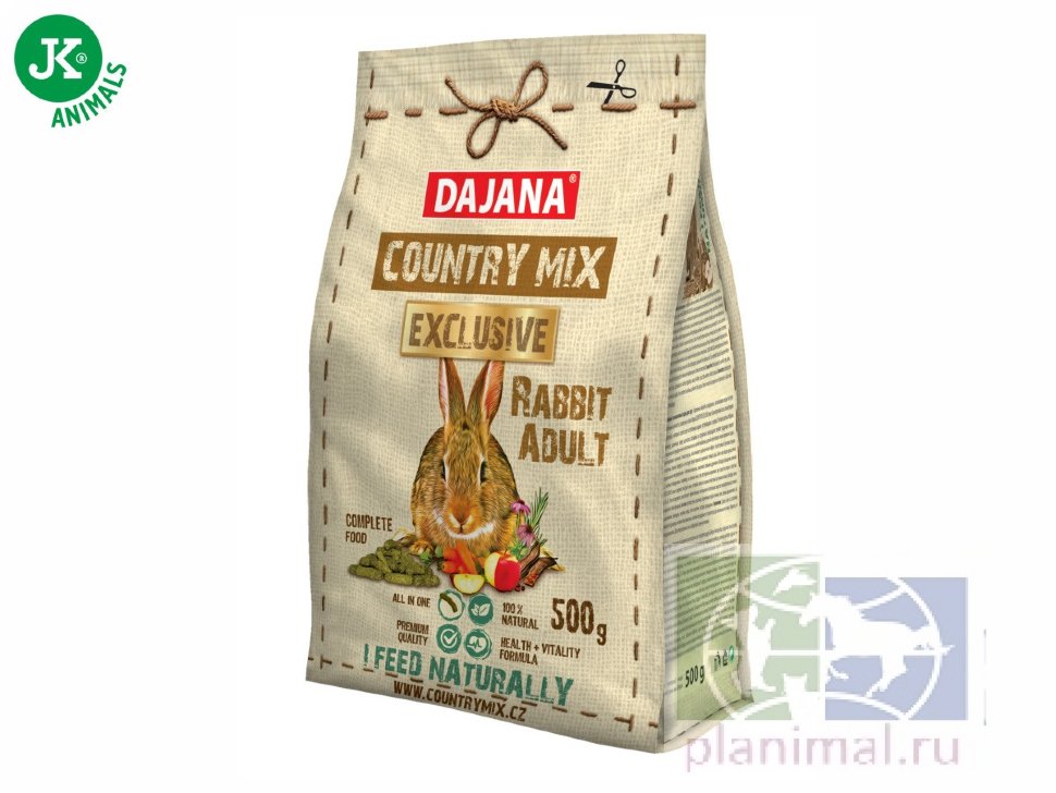 DAJANA COUNTRY MIX EXCLUSIVE Эксклюзивный полноценный корм для взрослых кроликов, 500 гр.