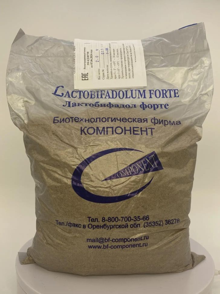 Компонент: Лактобифадол форте на отрубях, пребиотическая кормовая добавка для КРС, МРС, свиней, птиц, лошадей, 2 кг