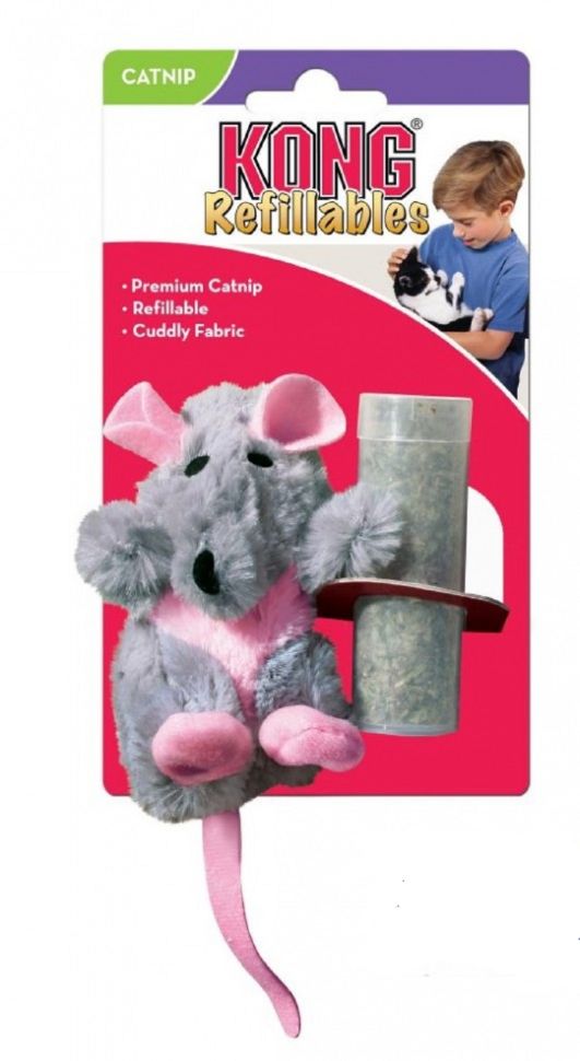 KONG игрушка для кошек Крыса 12 см плюш с тубом кошачьей мяты