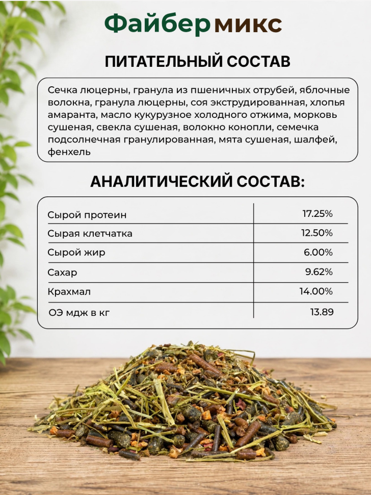 Be:Natu Файбермикс беззерновой микс для спортивных лошадей, при коликах, клетчатка, белок, 20 кг