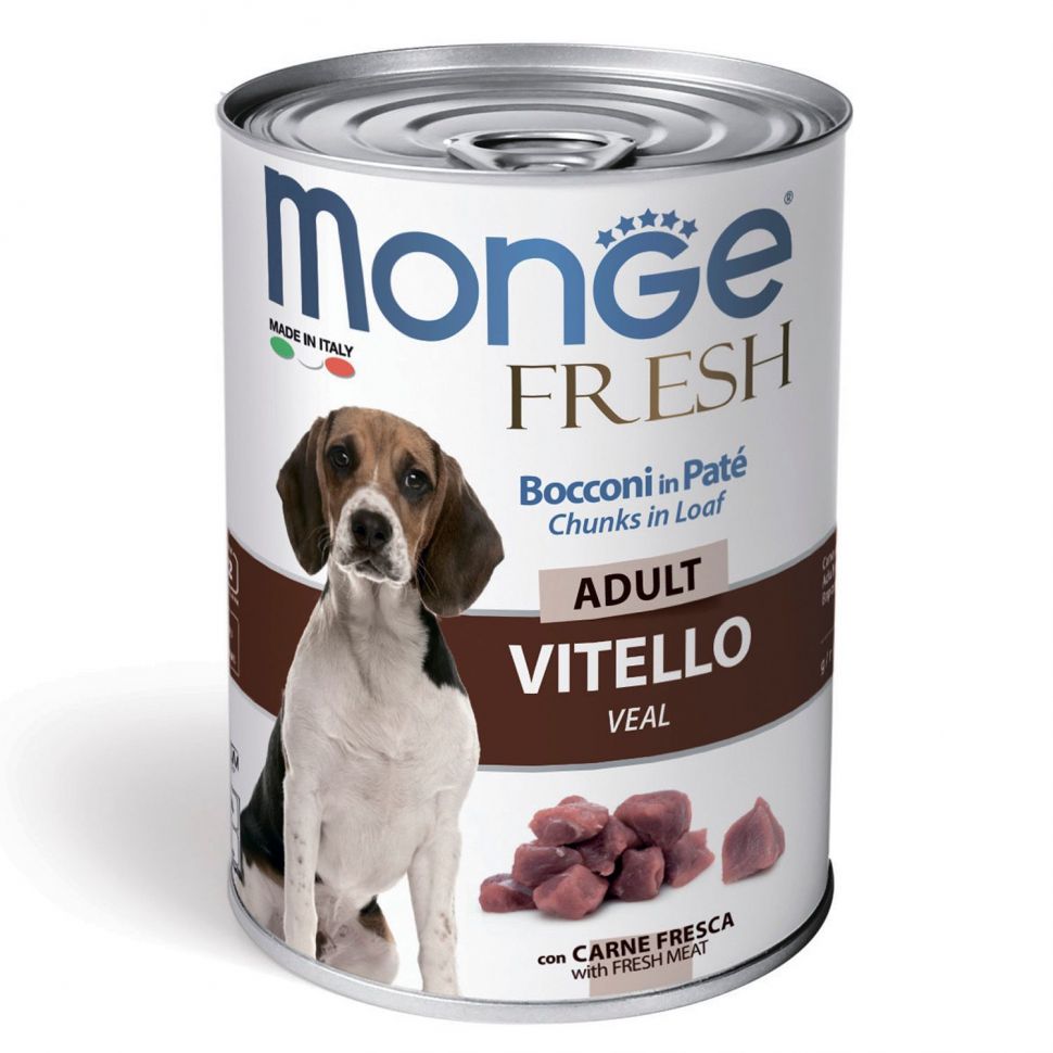 Monge Dog Fresh Chunks in Loaf консервы для собак мясной рулет телятина 400 гр.