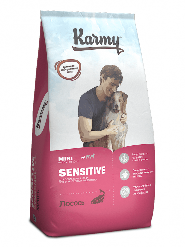 Karmy Мини Эдалт Лосось корм для собак мелких пород с чувств. пищеварением до 10 кг от 1 года, 10 кг