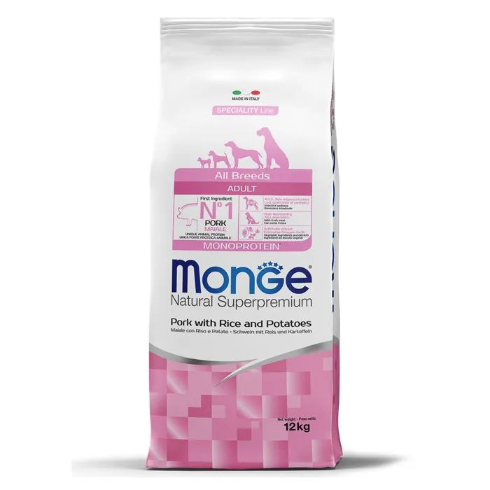 Monge: Dog Speciality, корм для собак всех пород, свинина с рисом и картофелем, 12 кг