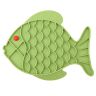 Mr.Kranch: Лизательный коврик, для медленного поедания, силиконовый, Рыбка, зеленая, 24,5*19 см 