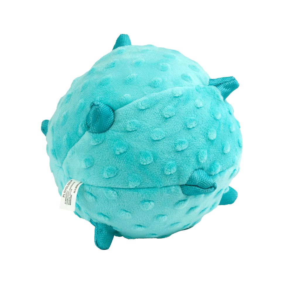 Сенсорный плюшевый мяч Playology PUPPY SENSORY BALL 15 см для щенков средних и крупных пород 8-16 недель, с ароматом арахиса, цвет голубой