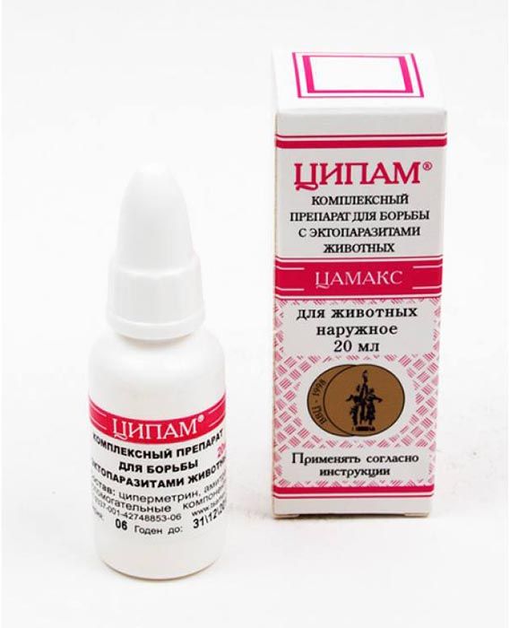 Цамакс: Ципам, препарат для борьбы с эктопаразитами, наружное, 20 мл