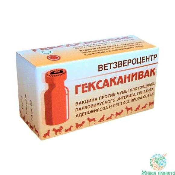 Вакцина Гексаканивак, для собак (1 доза), 2 флакона вакцина+растворитель