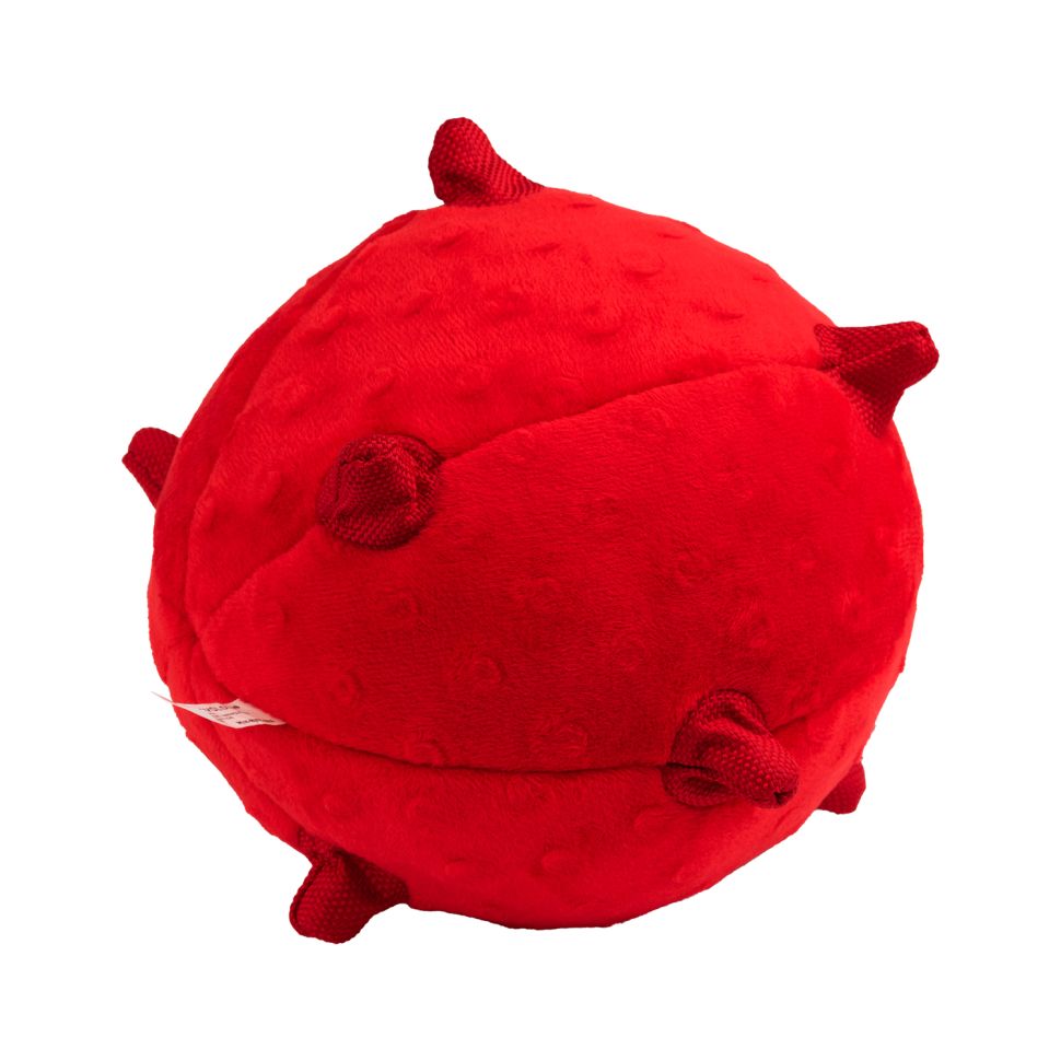 Сенсорный плюшевый мяч Playology PUPPY SENSORY BALL 15 см для щенков средних и крупных пород 8-16 недель, с ароматом говядины, цвет красный