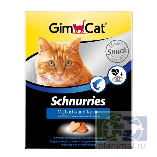 Gim Cat Schnurries Taurin und Lachs витамины сердечки с лососем, таурином и пребиотиком для кошек, 650 шт./банка, цена за 1 сердечко