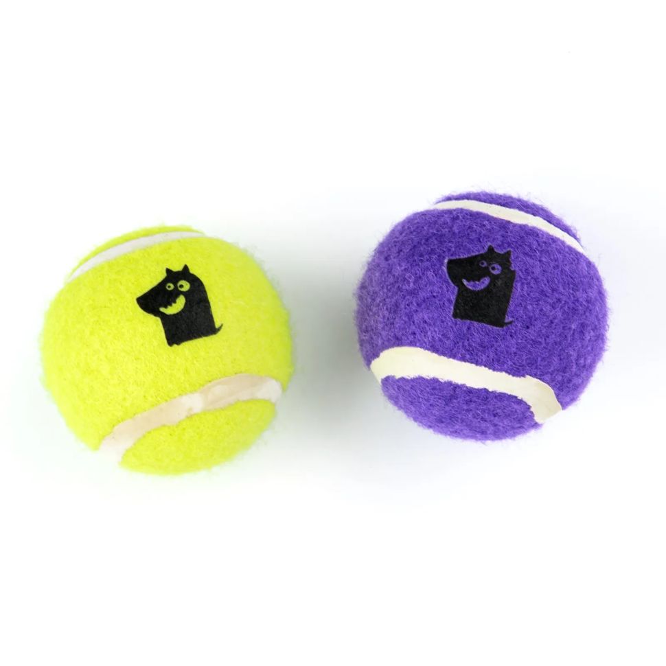 Mr.Kranch: Игрушка, Теннисный мяч малый, желтый/фиолетовый, для собак, 5 см, набор 2 шт. 