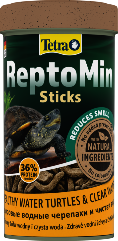 Tetra ReptoMin Sticks корм в виде палочек для водных черепах 72 гр., 250 мл, 60 гр.