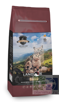 Landor Cat Rabbit&Rice Sterilised   корм для стерилизованных кошек и кошек с  избыточным весом, кролик с рисом, 2 кг