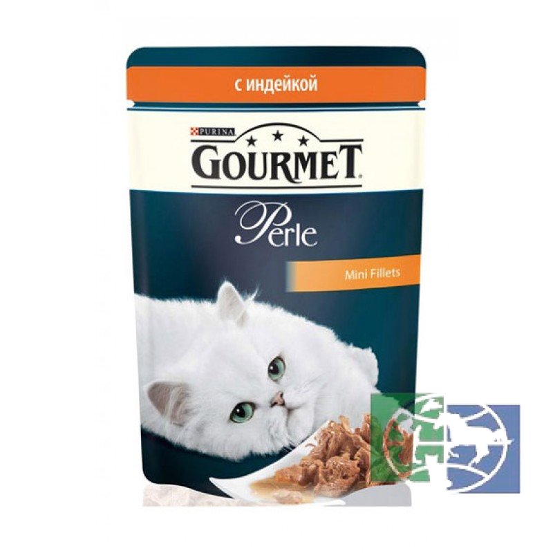 Консервы для кошек Purina Gourmet Perle, мини-филе индейки  подливе, пауч, 85 гр.