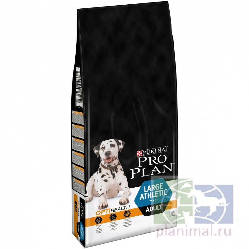 Сухой корм Purina Pro Plan для взрослых собак крупных пород с атлетическим телосложением, курица с рисом, 12 кг+ 2 кг в подарок