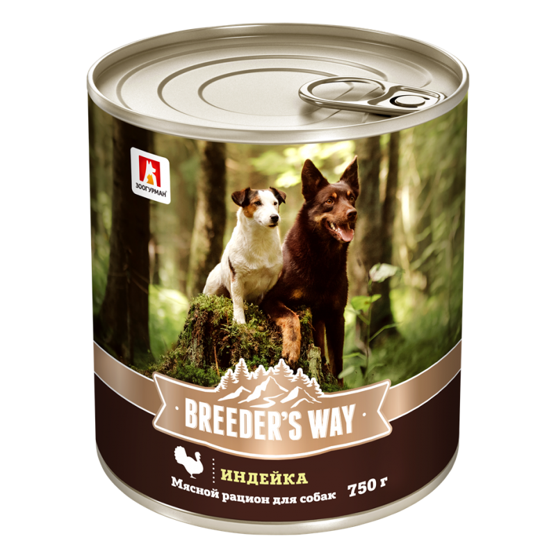 Влажный корм для собак Breeder’s way Индейка, 750 гр.
