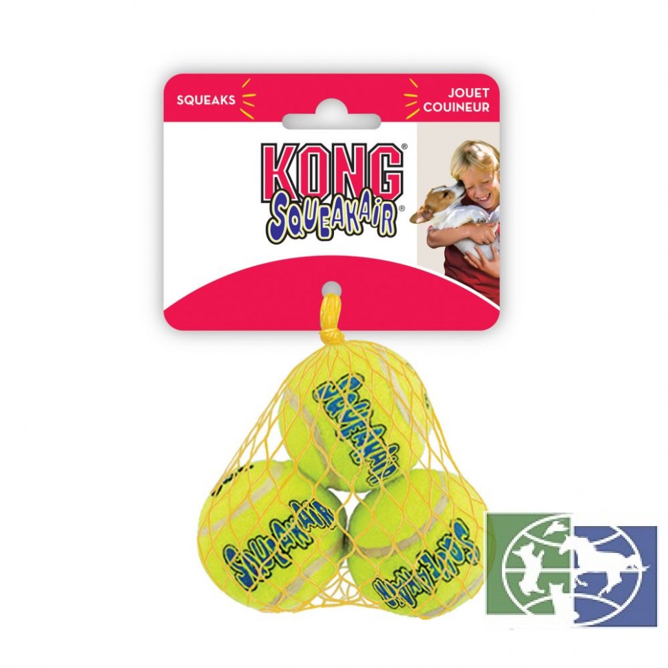 KONG игрушка для собак Air Sport "Теннисный мяч" очень маленький (в упаковке 3 шт.) 4 см 