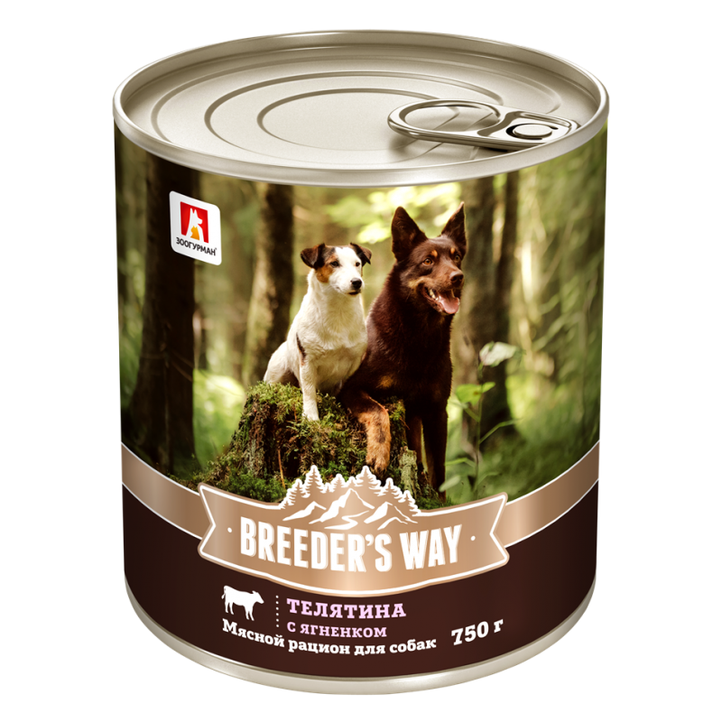 Влажный корм для собак Breeder’s way Телятина с ягненком, 750 гр.