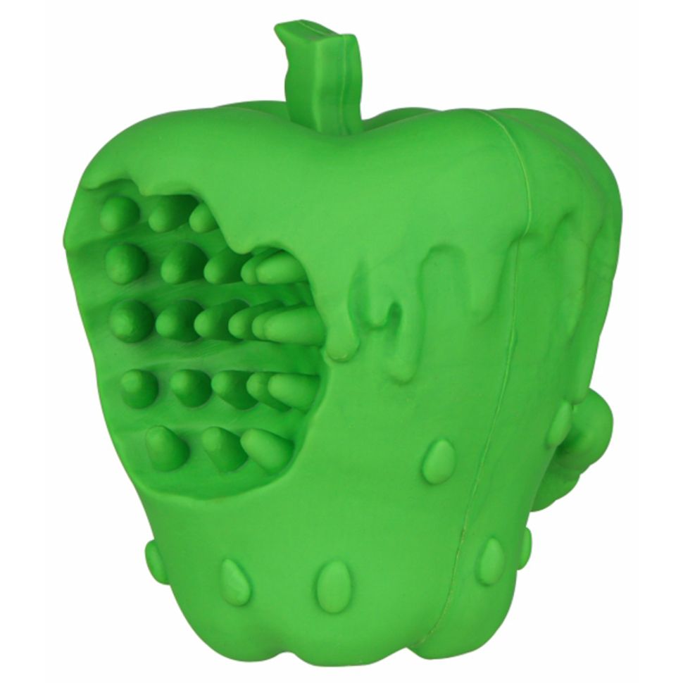 Mr.Kranch: Игрушка, Яблоко с пищалкой, зеленая, с ароматом курицы, для собак, 10 см 