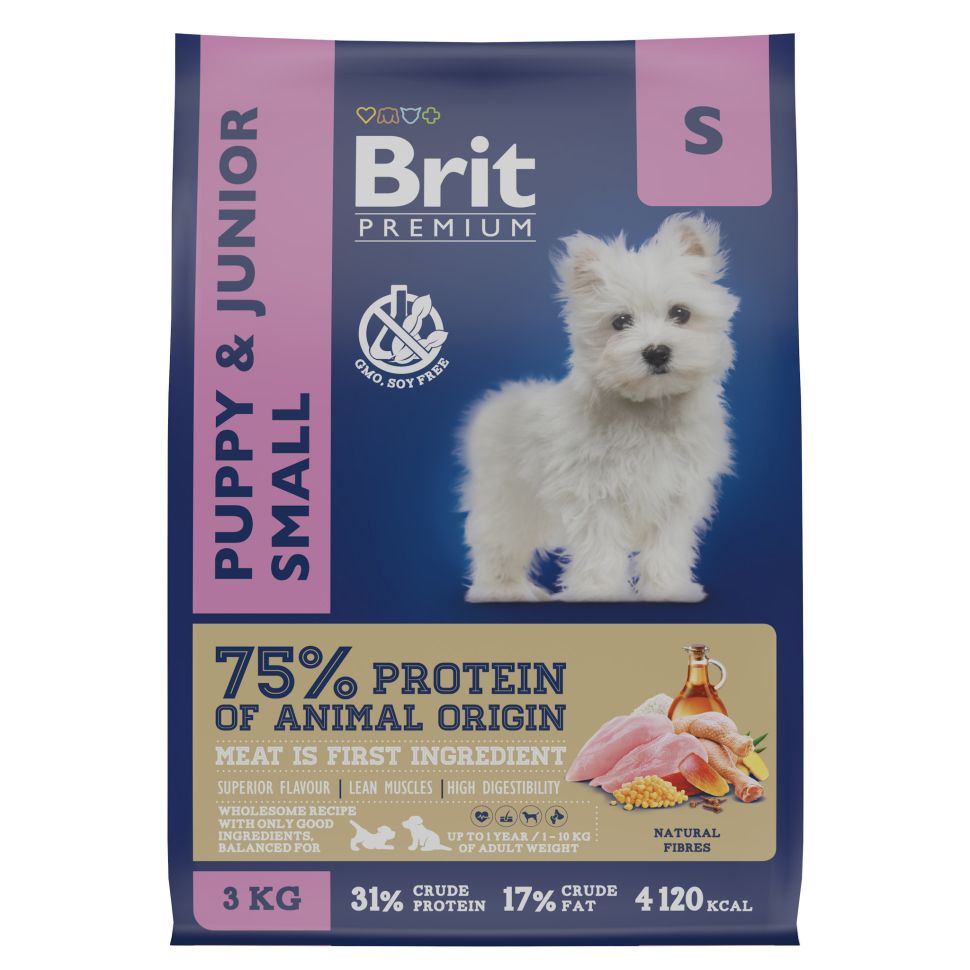 Brit: Premium, Сухой корм с курицей, для щенков, Dog Puppy and Junior Small, 3 кг