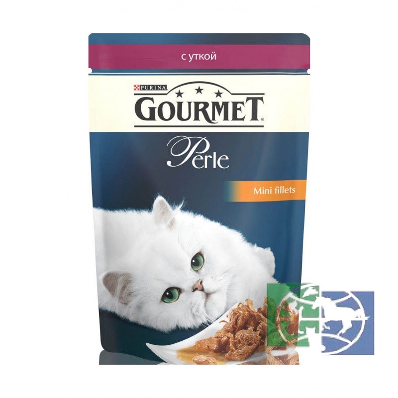 Консервы для кошек Purina Gourmet Perle, мини-филе утки в подливке, пауч, 85 гр.