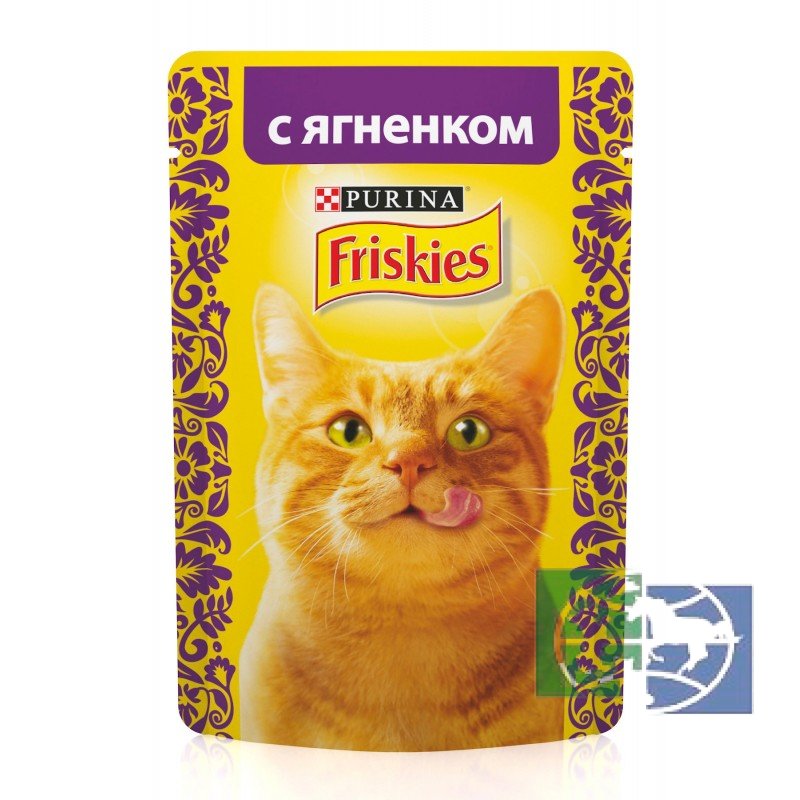 Консервы для кошек Purina Friskies, ягнёнок кусочки в подливке, пауч, 85 гр