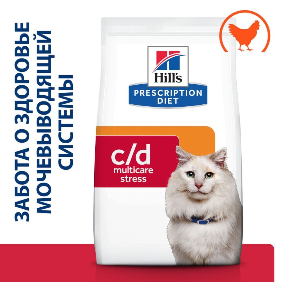 Hill's: Сухой корм Prescription Diet c/d Multicare Stress, urinary, для кошек, с курицей, 400 гр