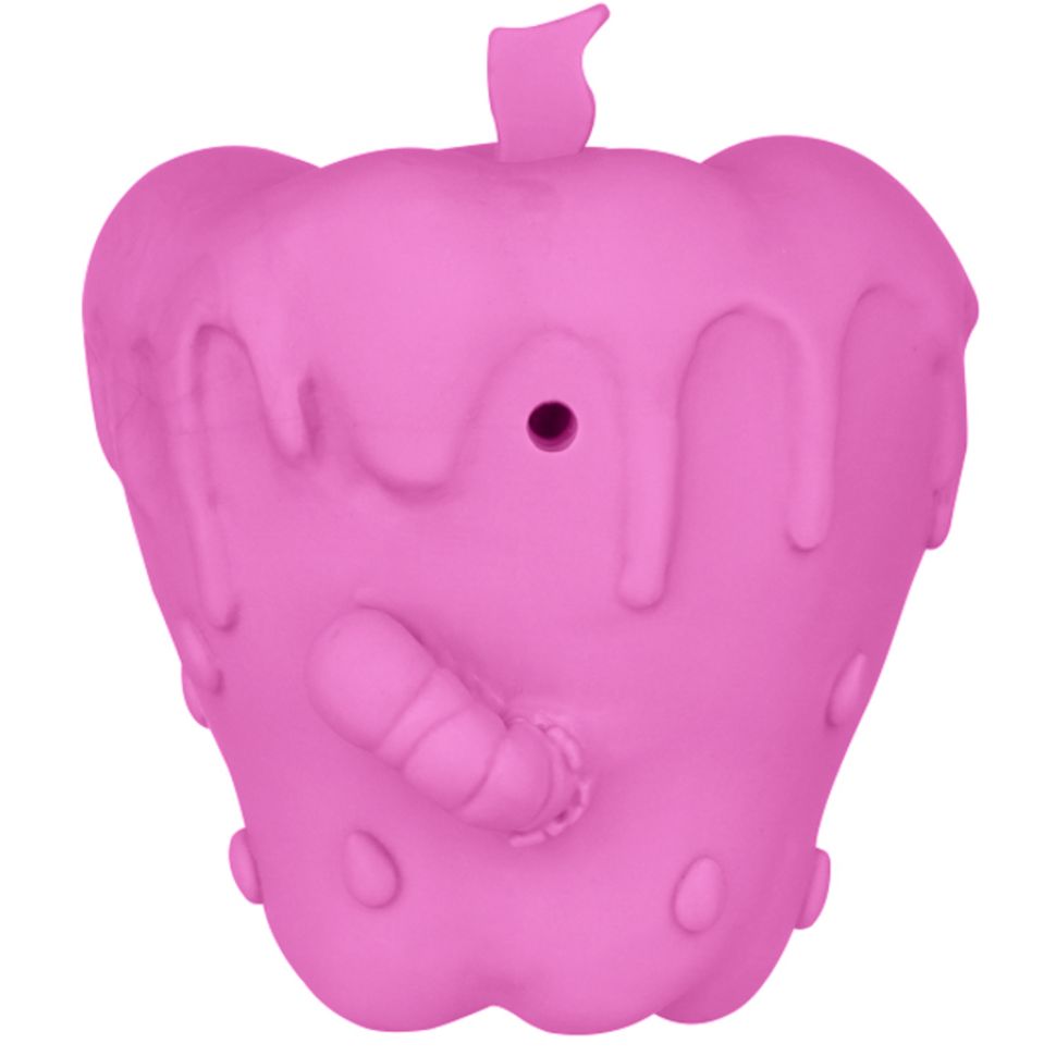 Mr.Kranch: Игрушка, Яблоко с пищалкой, для собак, розовая, с ароматом бекона, 10 см 