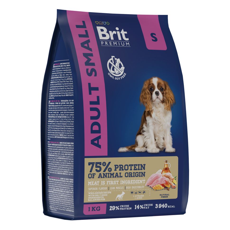 Brit: Premium Сухой корм с курицей для собак мелких пород 1 – 10кг Dog Adult Small, 1 кг