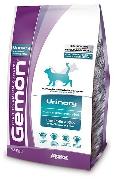 Gemon Cat Urinary корм д/профил. мочекаменной болезни д/взрослых кошек с курицей и рисом 1,5 кг