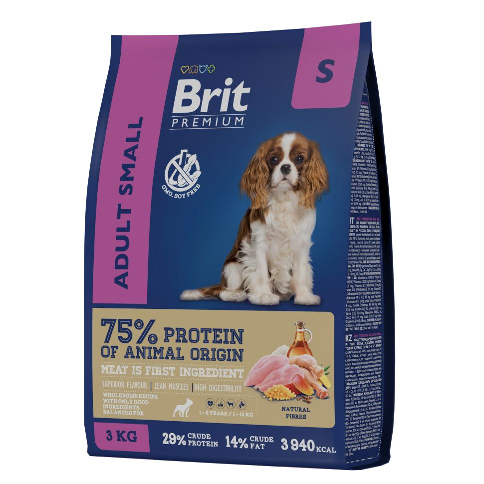 Brit: Premium Сухой корм с курицей для собак мелких пород 1 – 10 кг Dog Adult Small, 3 кг