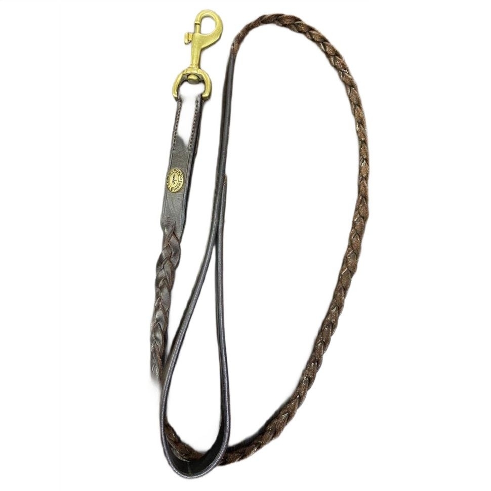 Schockemöhle Sport : Поводок Timmy для собак,  кожа, цвет табако, золотой, длина 102 см, ширина 15 мм, арт. 9001-00004